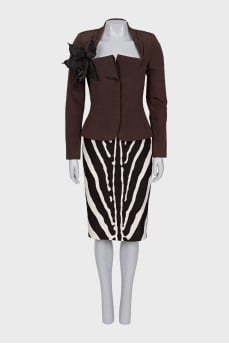 Jacket with skirt in animal print