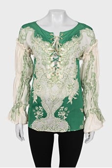 Silk blouse with lacing