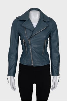 Blue leather jacket