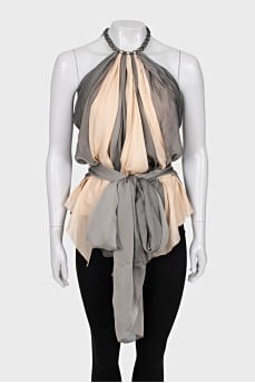 Silk top with chain