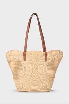 Raffia bag with figured weave
