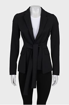 Fitted wool jacket with ties