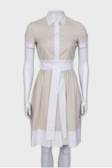 Beige dress with belt