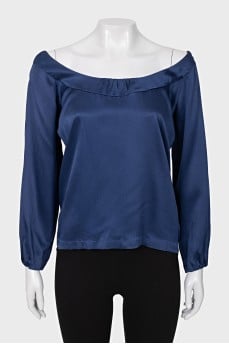 Silk straight cut blouse with sleeves