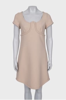 Straight wool dress with short sleeves