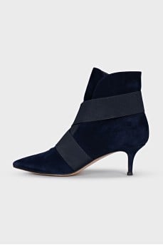 Blue kitten heel ankle boots