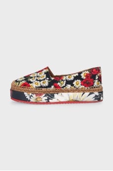 Floral Print Platform Espadrilles
