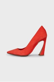 Orange Shoes with Figured Heels