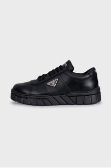 Men's Leather Sneakers with Metal Logo