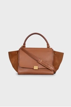 Trapeze suede and leather bag