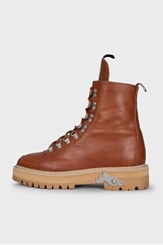 High brown leather boots