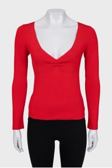 Red Pleated Pullover