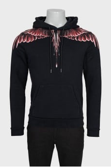 Men's printed drawstring hoodie