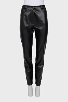 Black faux leather trousers