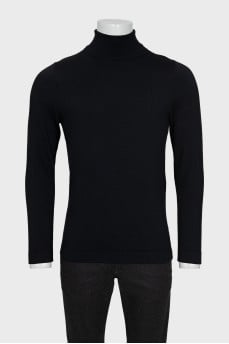 Men's black wool turtleneck