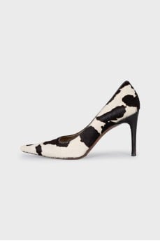 Animal print leather pumps