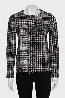 Black and white jacket with raw edges