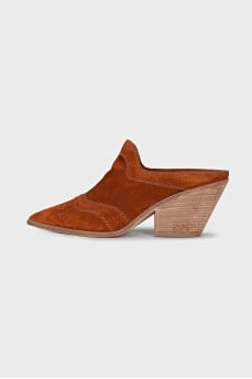 Suede pointed-toe clogs