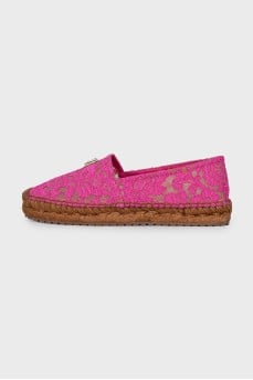 Pink lace espadrilles