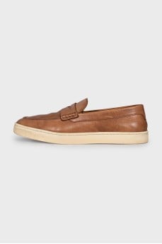 Men's light brown leather loafers