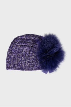 Cashmere hat with fur