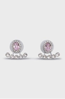 Silver earrings with pink crystals
