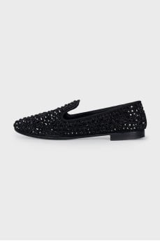 Black ballet flats with crystals