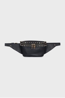 Leather belt bag decorated with studs