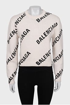 Cropped jumper with signature print