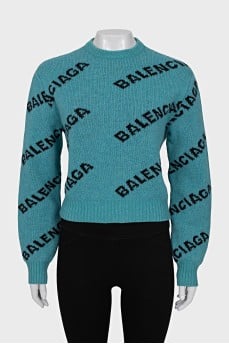 Wool sweater with signature print