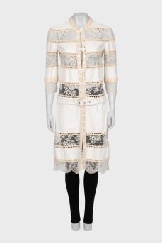 Leather and lace cardigan