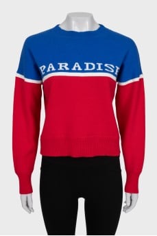 Two-tone jumper with lettering
