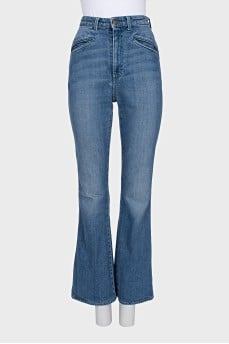 High-waisted blue jeans