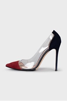 Plexi suede pumps