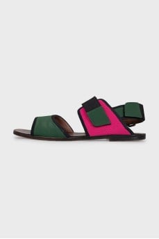 Textile sandals with velcro fastening
