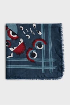 Blue printed scarf