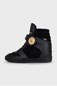 Insulated leather wedge sneakers
