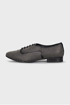 Leather shoes with rhinestones