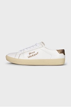 Leather sneakers with signature embroidery