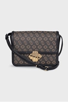 Brown leather bag with monogram