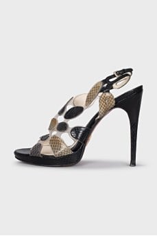 Transparent sandals with snake skin