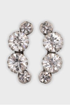 Silver stud earrings with crystals