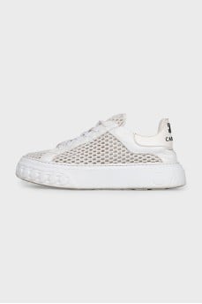 White mesh textile sneakers