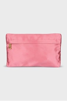 Pink textile cosmetic bag