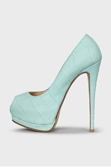 Blue snakeskin shoes