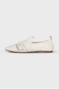 Leather ballet flats with a braided front