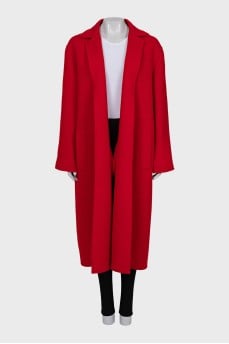 Red coat without fastening