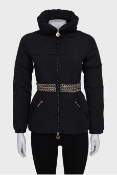Black jacket with a metal belt