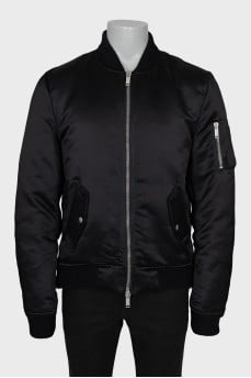 Men's black tapered bomber jacket