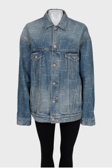 Denim jacket with signature print